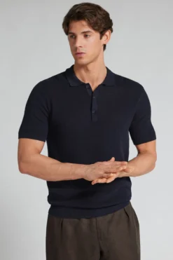 T-shirty|Polo>Intimissimi Ażurowa Męska Koszulka Polo 100% Bawełny niebieski - 503j - ciemny niebieski
