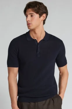 T-shirty|Polo>Intimissimi Ażurowa Męska Koszulka Polo 100% Bawełny niebieski - 503j - ciemny niebieski