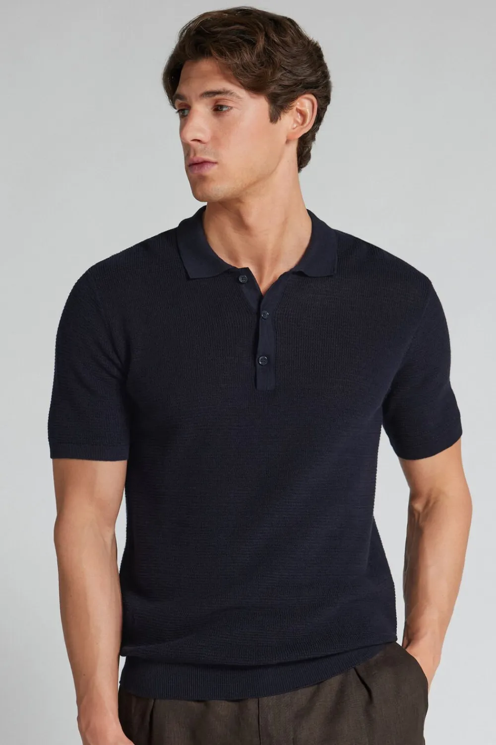 T-shirty|Polo>Intimissimi Ażurowa Męska Koszulka Polo 100% Bawełny niebieski - 503j - ciemny niebieski
