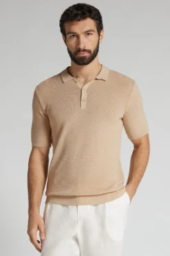 T-shirty|Polo>Intimissimi Ażurowa Męska Koszulka Polo 100% Bawełny naturalny - 507j - naturale