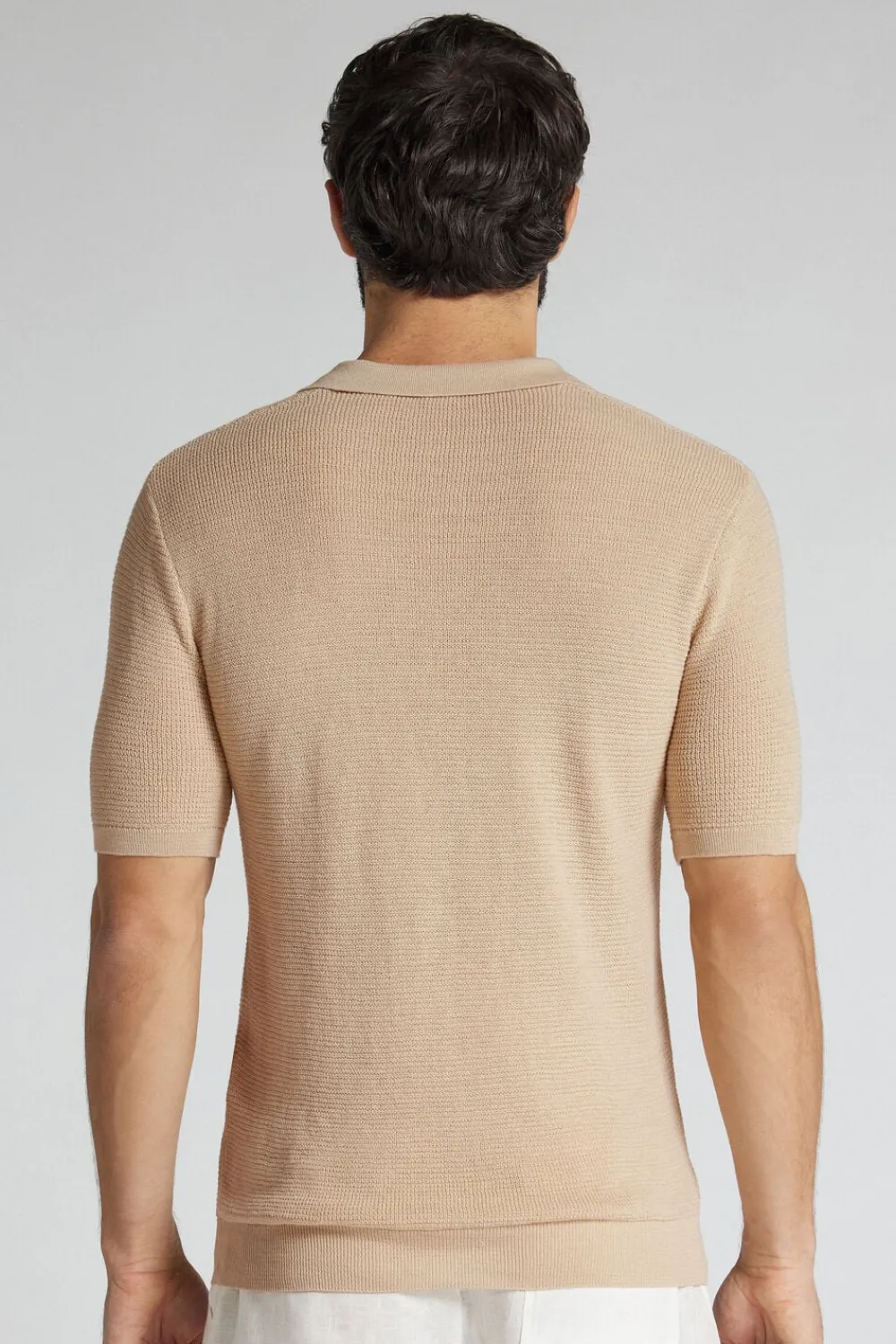 T-shirty|Polo>Intimissimi Ażurowa Męska Koszulka Polo 100% Bawełny naturalny - 507j - naturale
