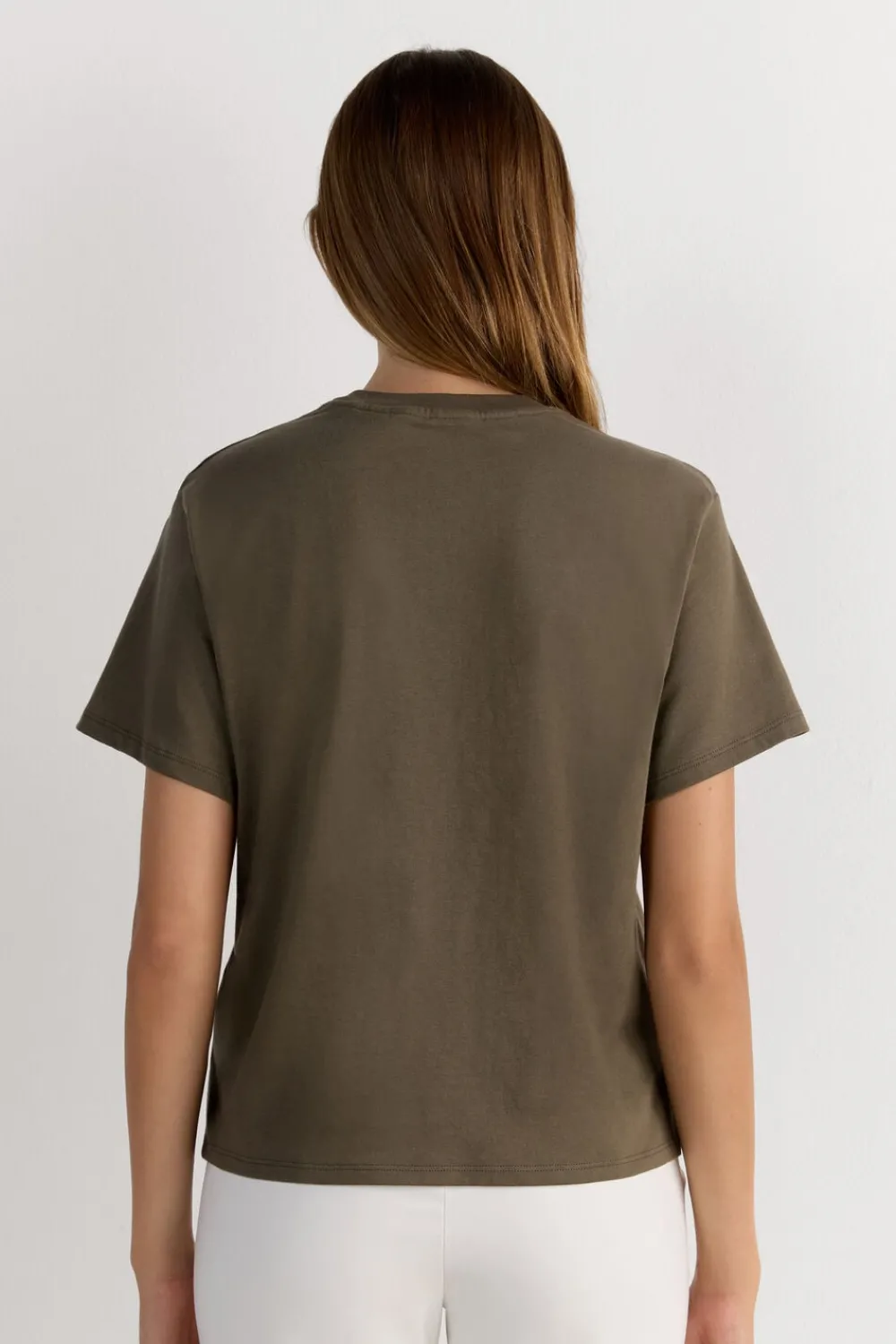 T-shirty|Bawełna>Intimissimi Bawełniana Bluzka z Krótkim Rękawem o Pudełkowym Kroju zielony - 660j - safari green