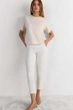 T-shirty|Bawełna>Intimissimi Bawełniana Bluzka z Krótkim Rękawem o Pudełkowym Kroju biały - 659j - dusty white