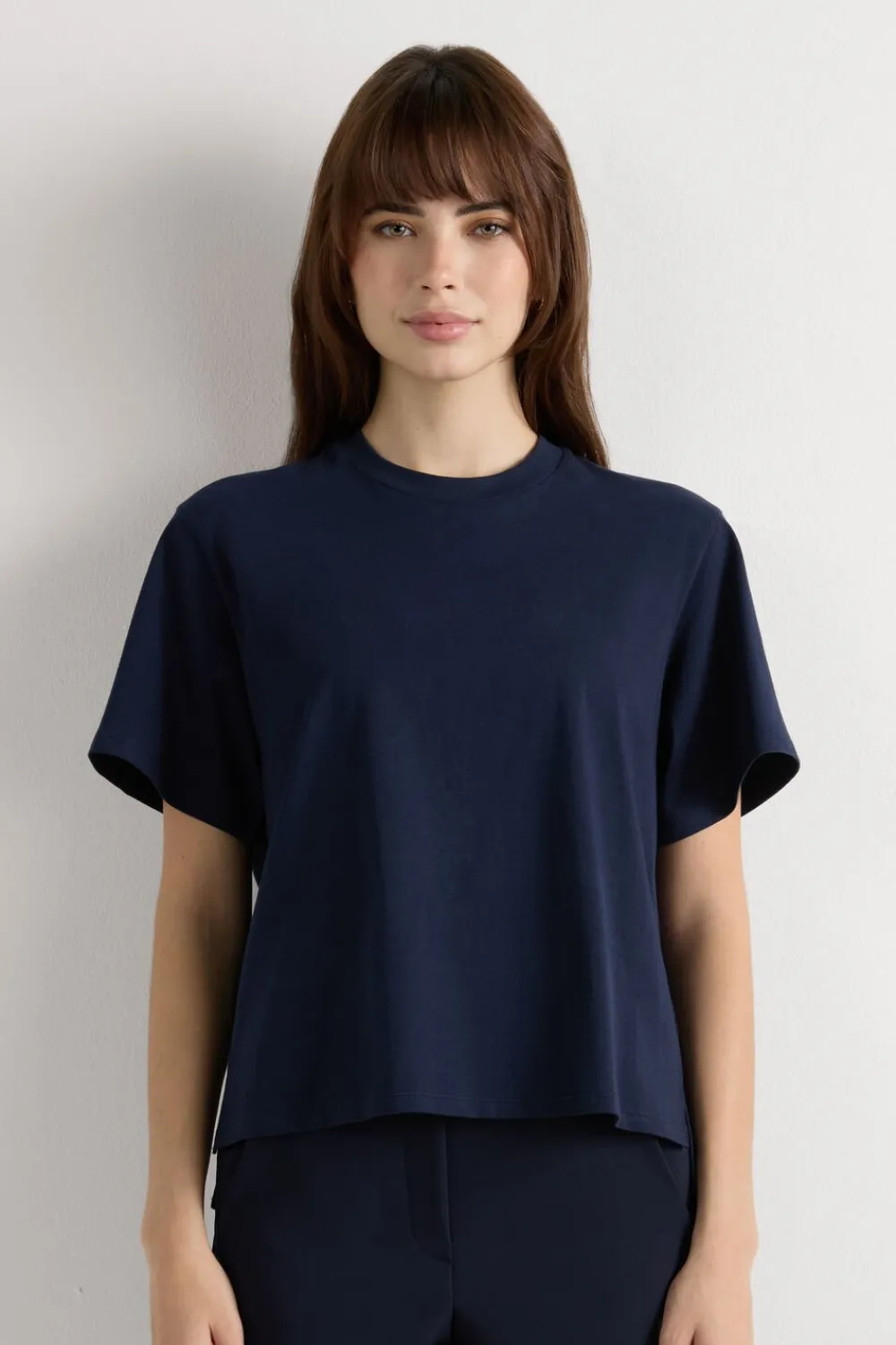 T-shirty|Bawełna>Intimissimi Bawełniana Bluzka z Krótkim Rękawem o Pudełkowym Kroju niebieski - 1467 - intensywny niebieski