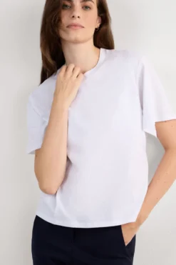 T-shirty|Bawełna>Intimissimi Bawełniana Bluzka z Krótkim Rękawem o Pudełkowym Kroju biały - 001 - biały