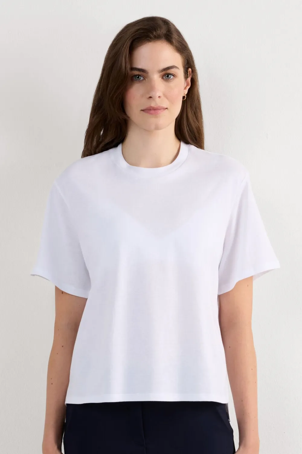 T-shirty|Bawełna>Intimissimi Bawełniana Bluzka z Krótkim Rękawem o Pudełkowym Kroju biały - 001 - biały