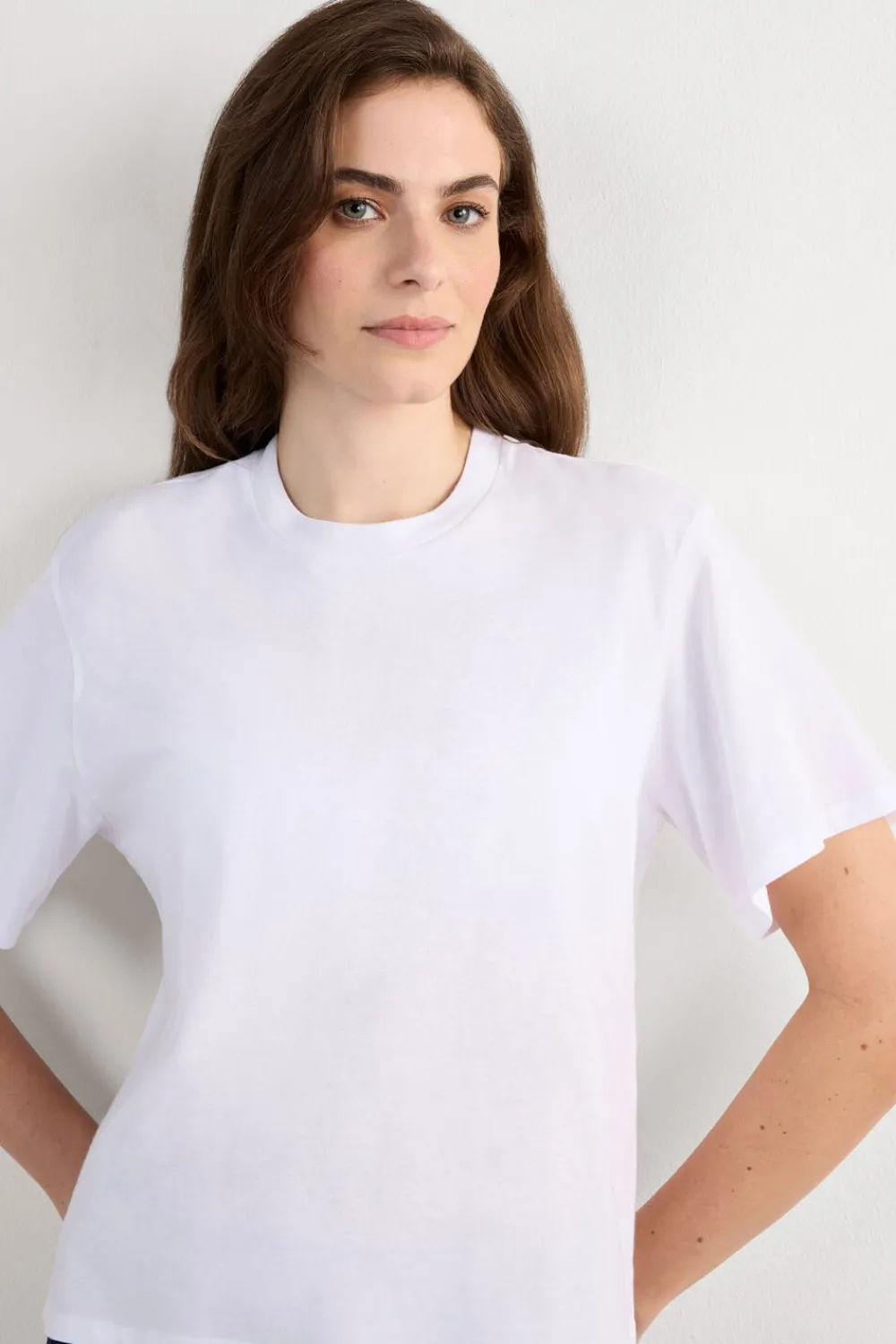 T-shirty|Bawełna>Intimissimi Bawełniana Bluzka z Krótkim Rękawem o Pudełkowym Kroju biały - 001 - biały