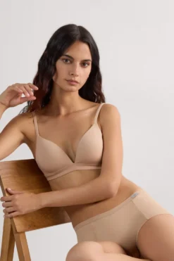 Bokserki|Bawełna>Intimissimi Bawełniane Figi Culotte o Kroju Krótkich Spodenek naturalny - 044 - honey