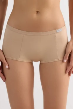 Bokserki|Bawełna>Intimissimi Bawełniane Figi Culotte o Kroju Krótkich Spodenek naturalny - 044 - honey