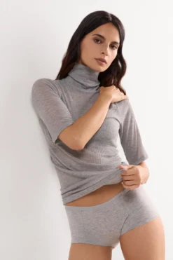 Bokserki>Intimissimi Bawełniane Figi Culotte o Kroju Krótkich Spodenek szary - 031 - grigio melange chiaro