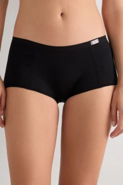 Bokserki>Intimissimi Bawełniane Figi Culotte o Kroju Krótkich Spodenek czarny - 019 - czarny