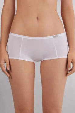 Bokserki|Bawełna>Intimissimi Bawełniane Figi Culotte o Kroju Krótkich Spodenek biały - 001 - biały