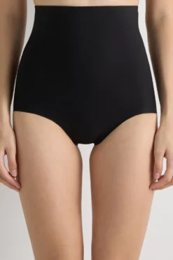 Bokserki|Z Wysokim Stanem>Intimissimi Bezszwowe modelujące figi culotte z wysokim stanem z mikrofibry czarny - 019 - czarny