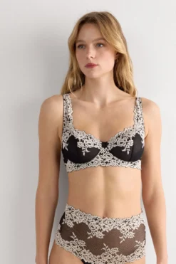 Balkonetki|Z Fiszbinami>Intimissimi Biustonosz Balkonetka Daniela Pretty Flowers wielobarwny - 9887 - nero/ivory