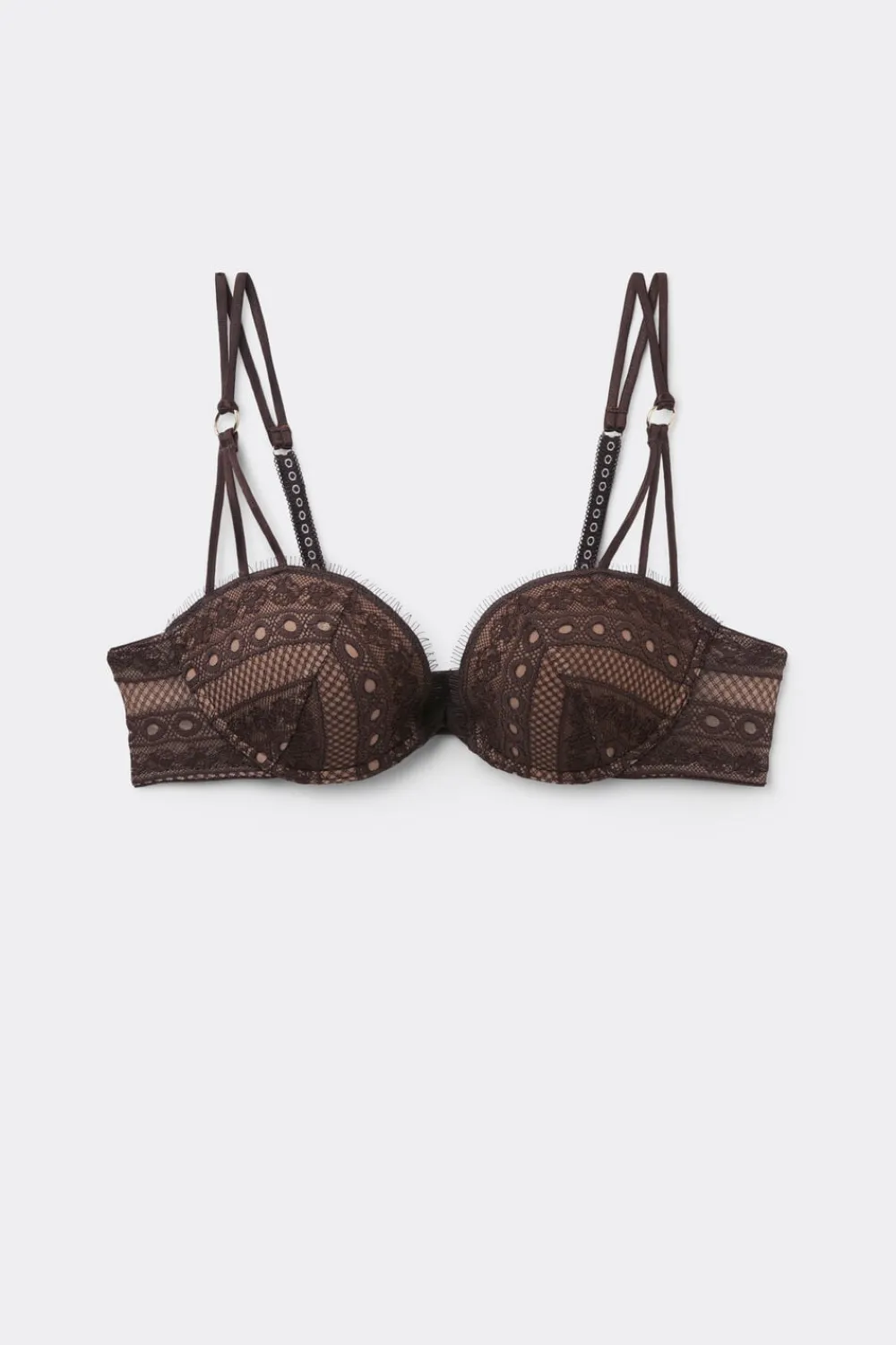 Balkonetki|Z Fiszbinami>Intimissimi Biustonosz Balkonetka Ilenia Get Noticed brązowy - 705j - brąz mokka