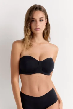 Bez Ramiączek|Z Fiszbinami>Intimissimi Biustonosz Balkonetka o Kroju Opaski Diletta z Mikrofibry Ultralight czarny - 019 - czarny