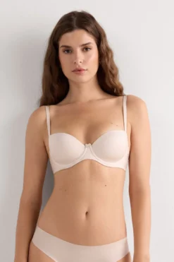 Balkonetki|Z Fiszbinami>Intimissimi Biustonosz balkonetka Sofia z mikrofibry Ultralight naturalny - 2280 - cream