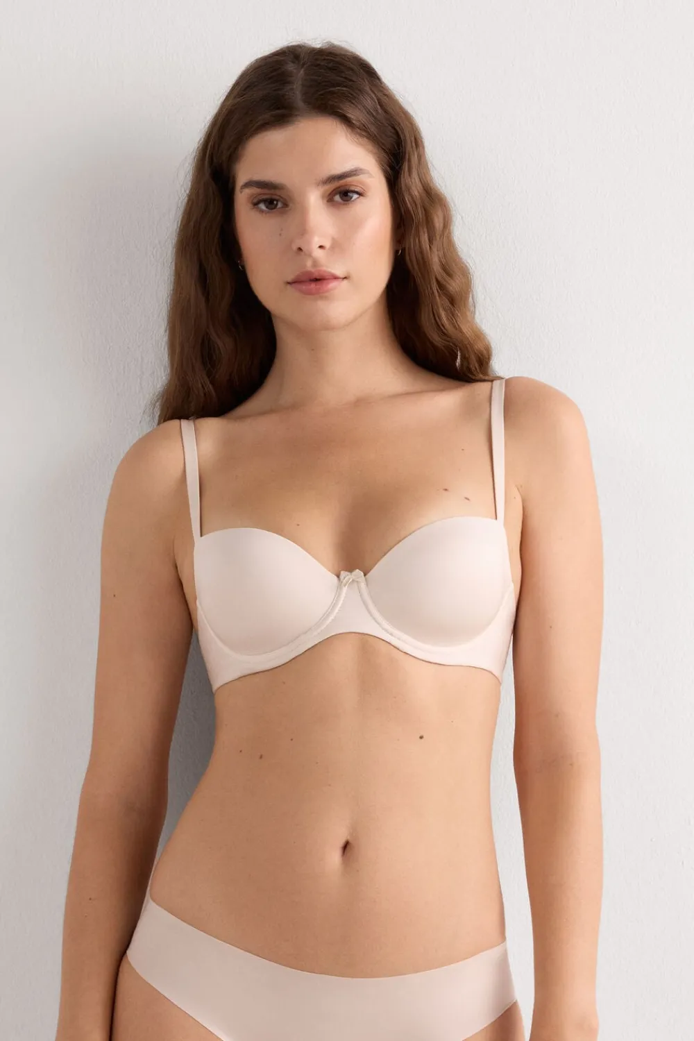Balkonetki|Z Fiszbinami>Intimissimi Biustonosz balkonetka Sofia z mikrofibry Ultralight naturalny - 2280 - cream