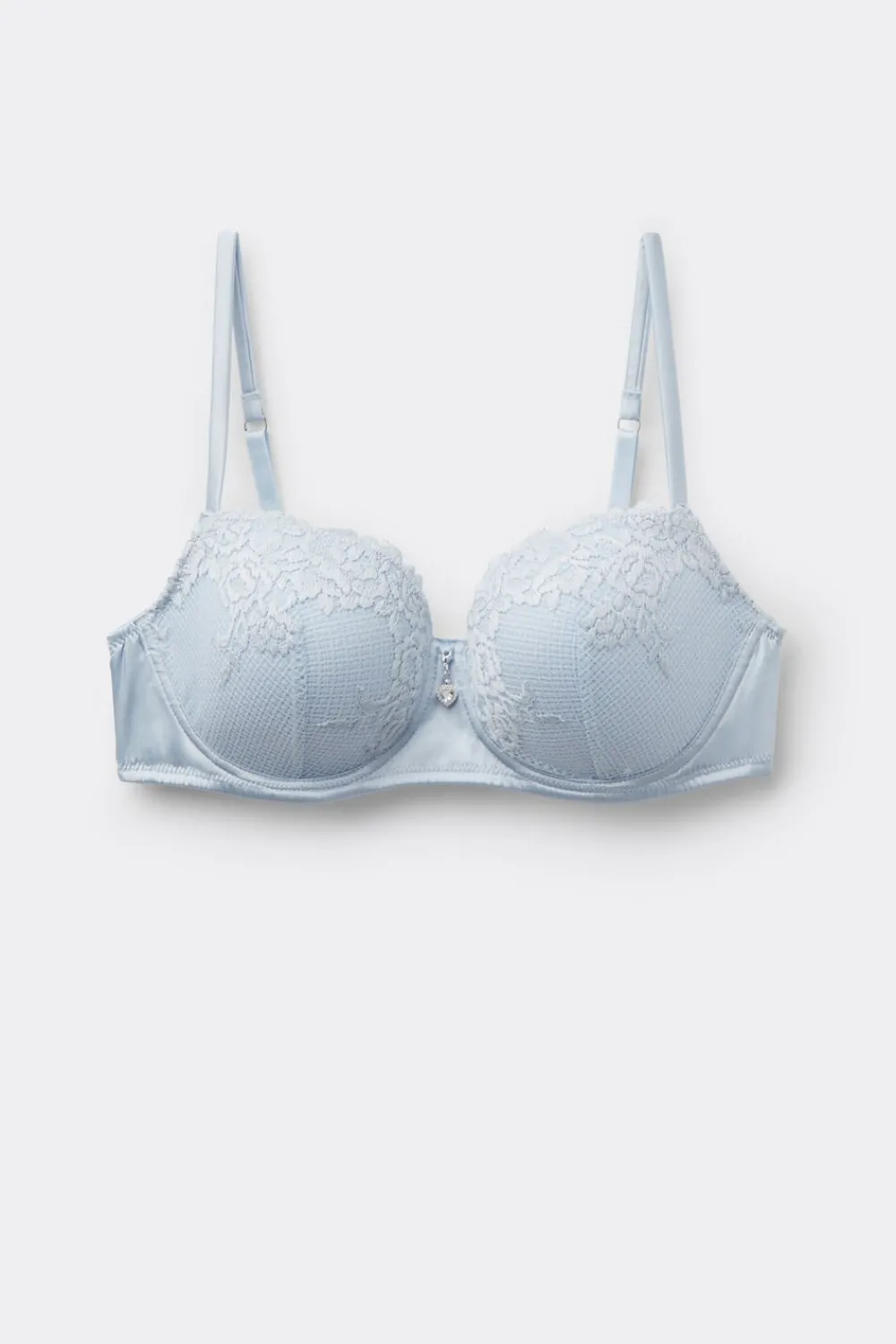 Balkonetki|Z Fiszbinami>Intimissimi Biustonosz Balkonetka Sofia z Jedwabiu i Koronki Silky Flowers jasnoniebieski - 060k - blue water