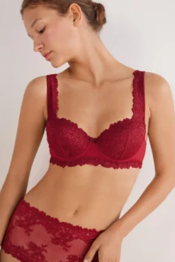Balkonetki|Z Fiszbinami>Intimissimi Biustonosz Balkonetka Sofia Pretty Flowers czerwony - 9888 - ceralacca