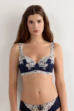 Balkonetki|Z Fiszbinami>Intimissimi Biustonosz Balkonetka Sofia Pretty Flowers kremowy - 347i - blu intenso/vaniglia