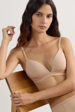 Trójkąty|Bez Fiszbin>Intimissimi Biustonosz bawełniany trójkątny Tiziana naturalny - 044 - honey