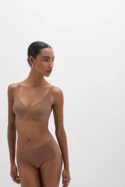 Braletki|Usztywniane>Intimissimi Biustonosz Bra Top Aria z Mikrofibry naturalny - 502i - caramel