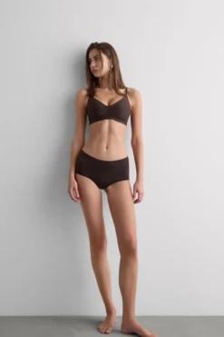 Braletki|Bez Fiszbin>Intimissimi Biustonosz Bra Top Laila z Mikrofibry brązowy - 705j - brąz mokka