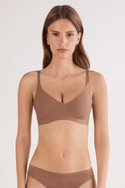 Braletki|Bez Fiszbin>Intimissimi Biustonosz Bra Top Laila z Mikrofibry naturalny - 502i - caramel