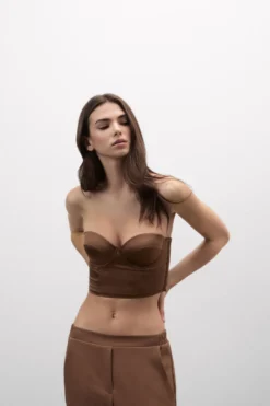 Bez Ramiączek|Z Fiszbinami>Intimissimi Biustonosz Gorsetowy Opaska Giada zJedwabiu naturalny - 502i - caramel