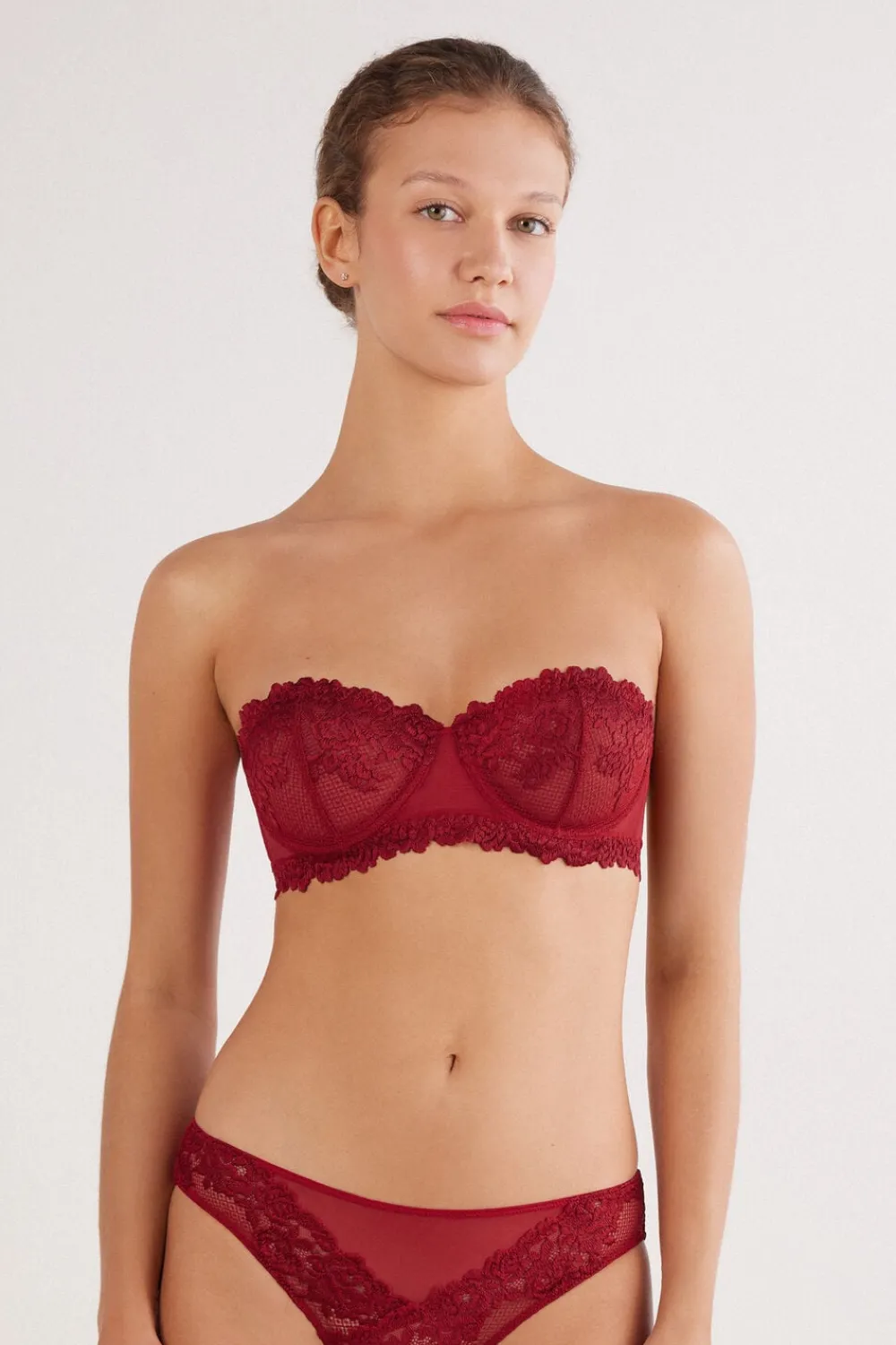 Bez Ramiączek|Z Fiszbinami>Intimissimi Biustonosz opaska Pretty Flowers czerwony - 9888 - ceralacca