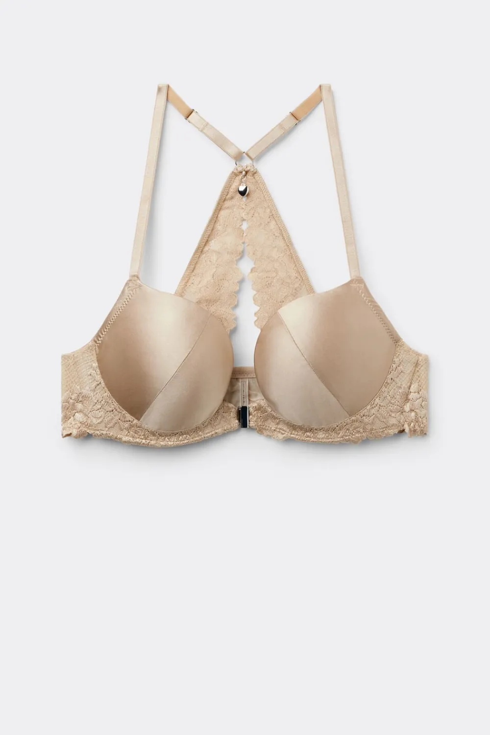Push-up / Super Push-Up|Z Fiszbinami>Intimissimi Biustonosz Push-Up Monica z Jedwabiu i Koronki Silky Flowers naturalny - 447j - mandorla beige