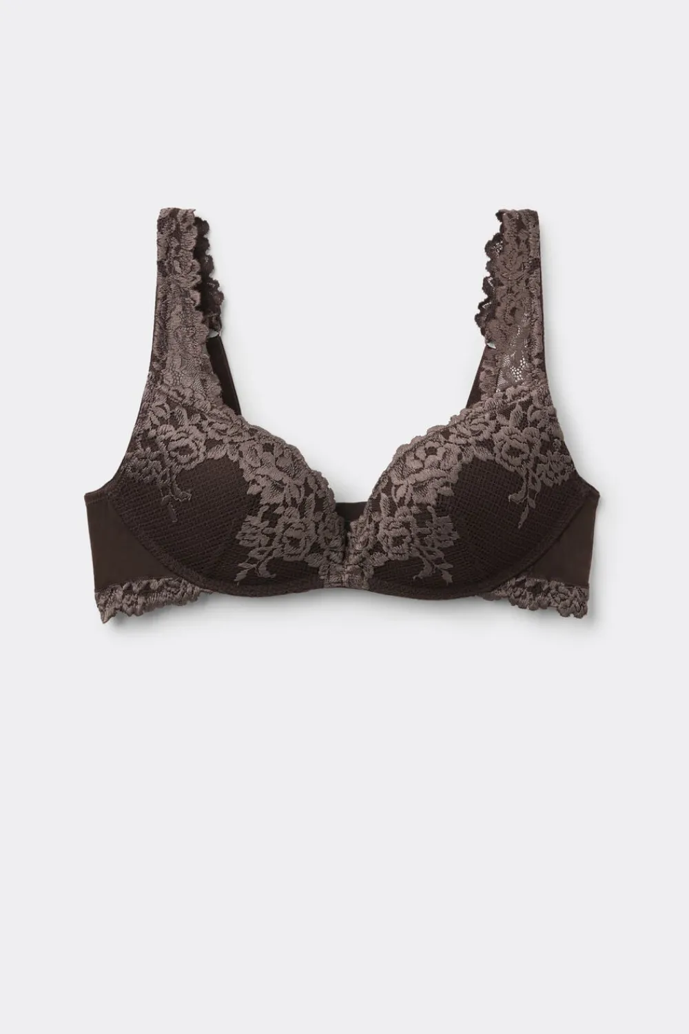 Push-up / Super Push-Up|Bez Fiszbin>Intimissimi Biustonosz Super Push-Up Gioia Pretty Flowers brązowy - 705j - brąz mokka