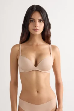 Push-up / Super Push-Up|Bez Fiszbin>Intimissimi Biustonosz super push-up Gioia z mikrofibry The Silky Touch naturalny - 044 - honey