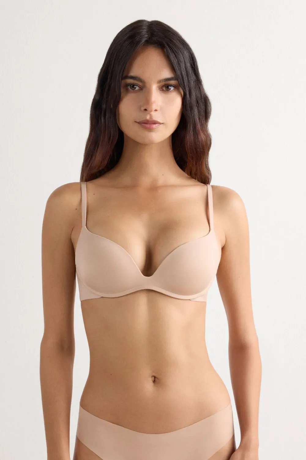 Push-up / Super Push-Up|Bez Fiszbin>Intimissimi Biustonosz super push-up Gioia z mikrofibry The Silky Touch naturalny - 044 - honey