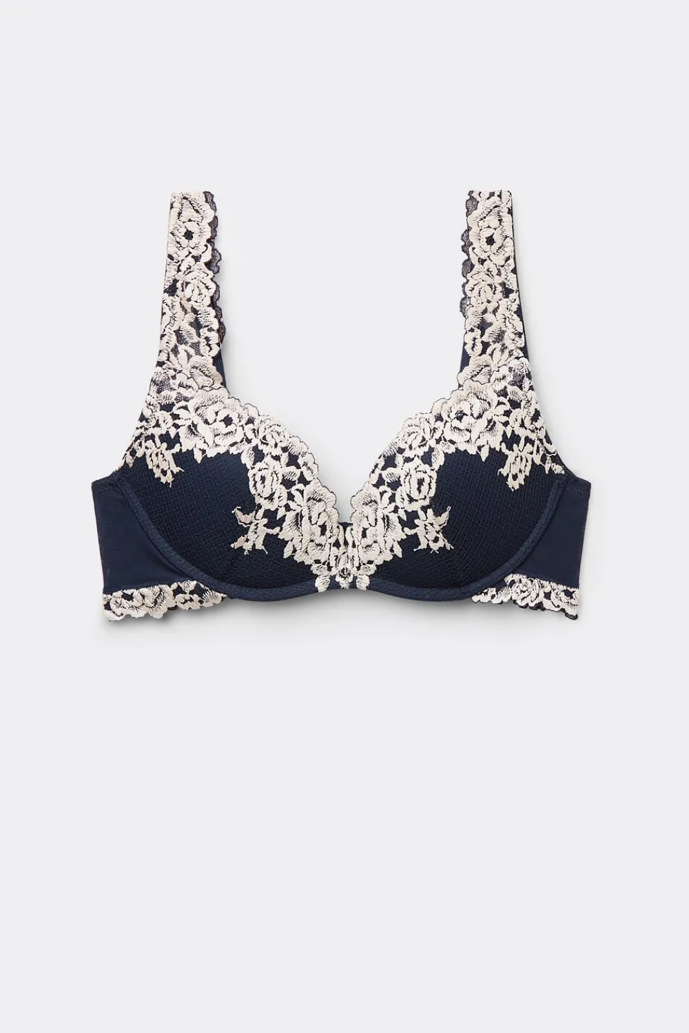 Push-up / Super Push-Up|Bez Fiszbin>Intimissimi Biustonosz Super Push-Up Gioia Pretty Flowers kremowy - 347i - blu intenso/vaniglia