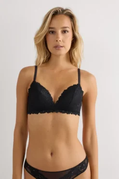 Trójkąty|Bez Fiszbin>Intimissimi Biustonosz Trójkątny Tiziana Pretty Flowers czarny - 019 - czarny