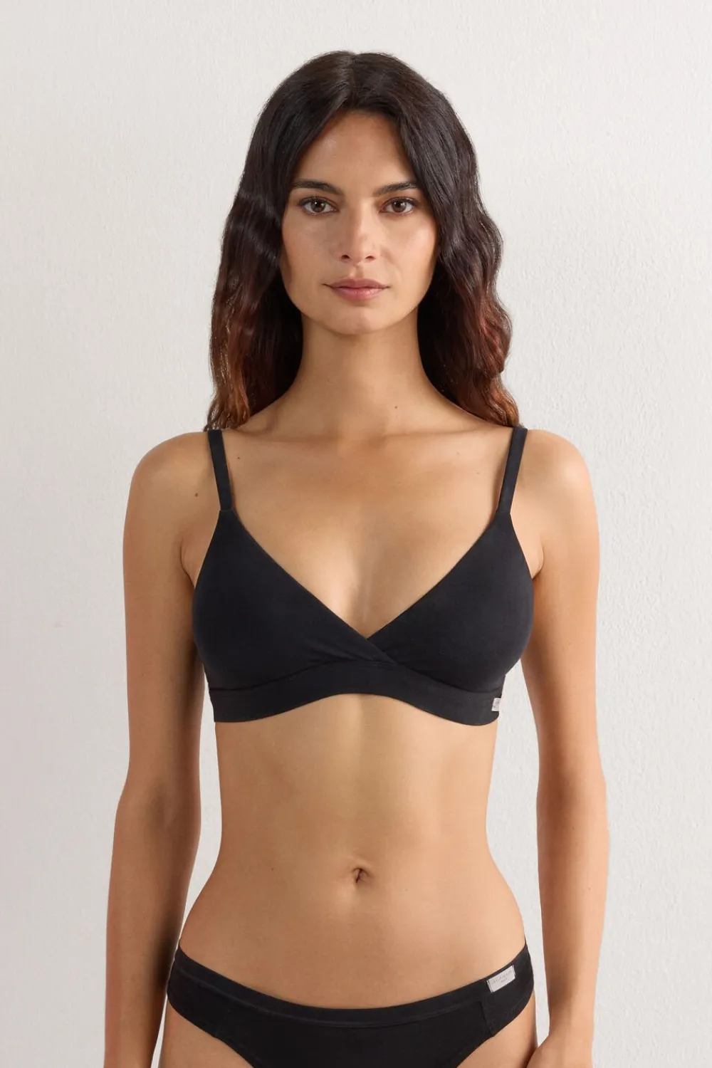 Trójkąty|Bez Fiszbin>Intimissimi Biustonosz trójkątny z bawełny Emma czarny - 019 - czarny