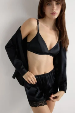 Trójkąty|Bez Fiszbin>Intimissimi Biustonosz trójkątny z jedwabiu Emma czarny - 019 - czarny