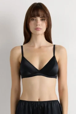 Trójkąty|Bez Fiszbin>Intimissimi Biustonosz trójkątny z jedwabiu Emma czarny - 019 - czarny