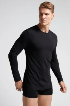 Bluzki Z Długim Rękawem|Bawełna Superior>Intimissimi Bluzka z Długim Rękawem 100% Bawełny Superior czarny - 019 - czarny