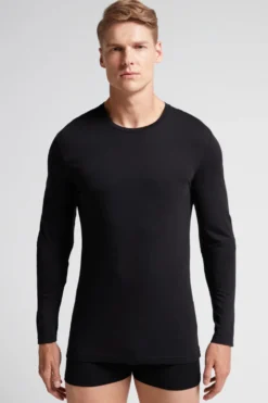 Bluzki Z Długim Rękawem|Bawełna Superior>Intimissimi Bluzka z Długim Rękawem 100% Bawełny Superior czarny - 019 - czarny