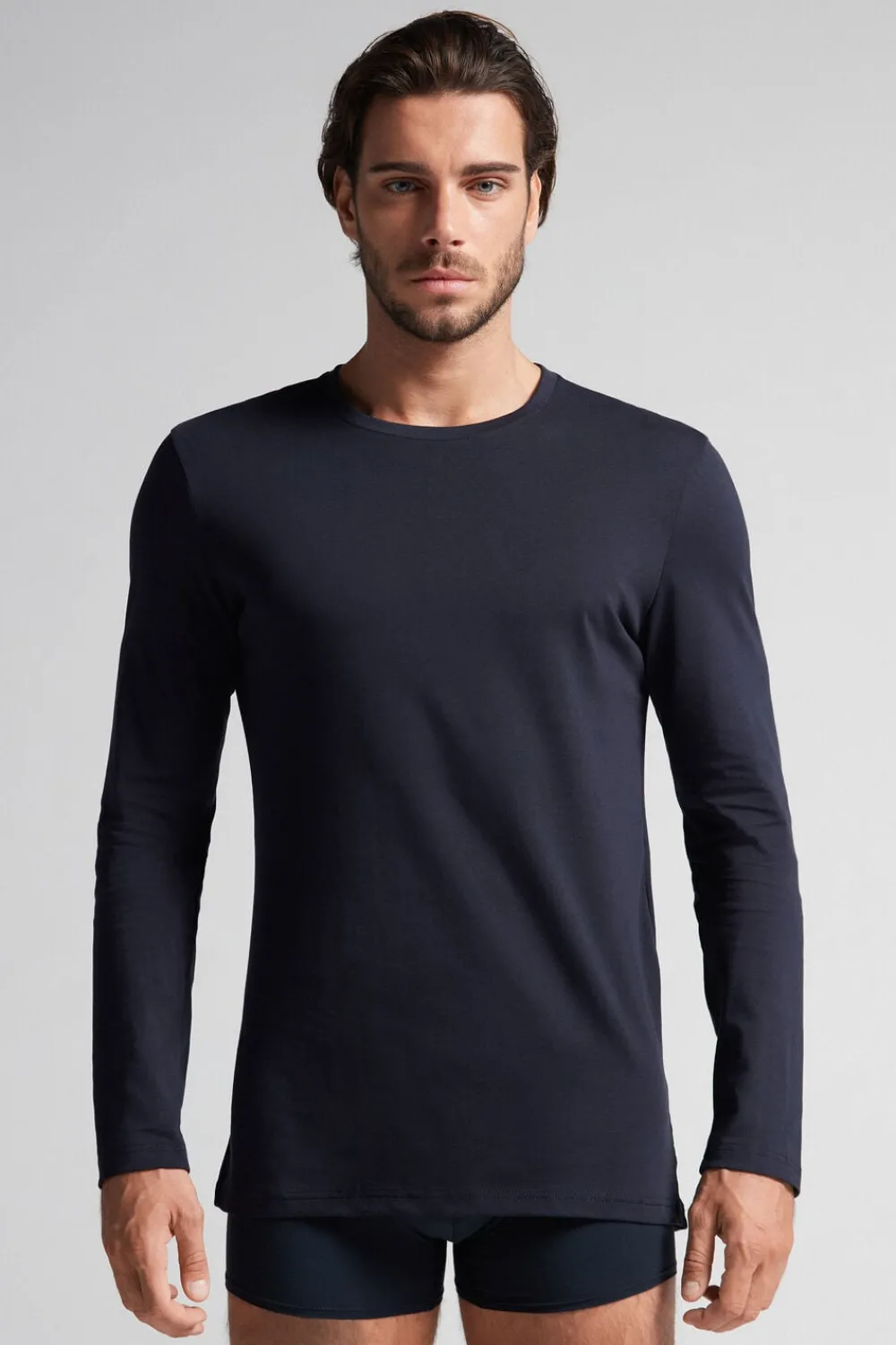 Bluzki Z Długim Rękawem|Bawełna Superior>Intimissimi Bluzka z Długim Rękawem 100% Bawełny Superior niebieski - 800 - blu notte