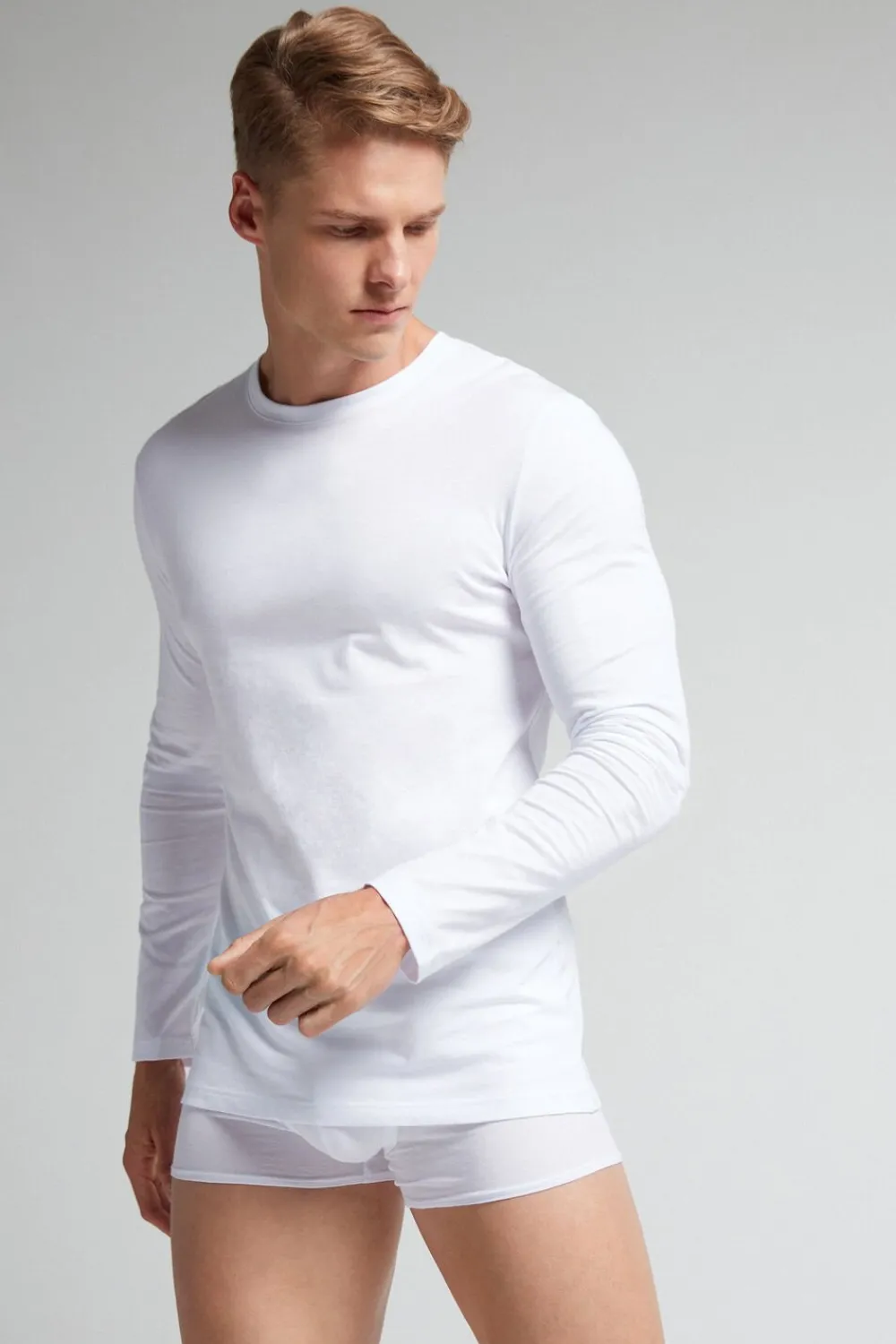 Bluzki Z Długim Rękawem|Bawełna Superior>Intimissimi Bluzka z Długim Rękawem 100% Bawełny Superior biały - 001 - biały