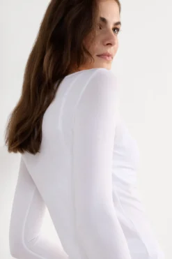 Bluzki Z Długim Rękawem|Modal>Intimissimi Bluzka z Długim Rękawem i Dekoltem w Łódkę z Mikromodalu - 7478 - bianco latte