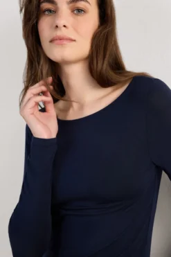 Bluzki Z Długim Rękawem|Modal>Intimissimi Bluzka z Długim Rękawem i Dekoltem w Łódkę z Mikromodalu niebieski - 1467 - intensywny niebieski