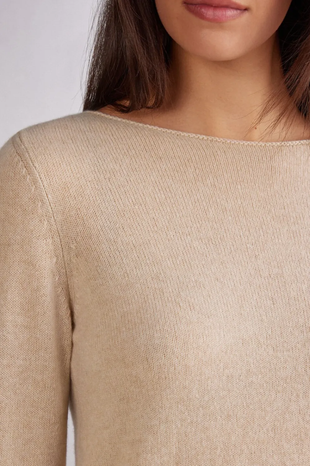 Bluzki Z Długim Rękawem|Odzież Domowa>Intimissimi Bluzka z Długim Rękawem 100% Kaszmir beige - 712j - beż melanż