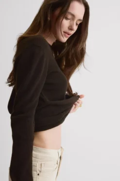 Bluzki Z Długim Rękawem|Odzież Domowa>Intimissimi Bluzka z Długim Rękawem 100% Kaszmir - 174k - dark brown