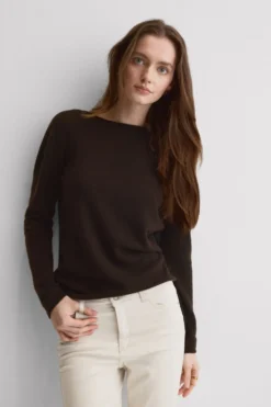 Bluzki Z Długim Rękawem|Odzież Domowa>Intimissimi Bluzka z Długim Rękawem 100% Kaszmir - 174k - dark brown