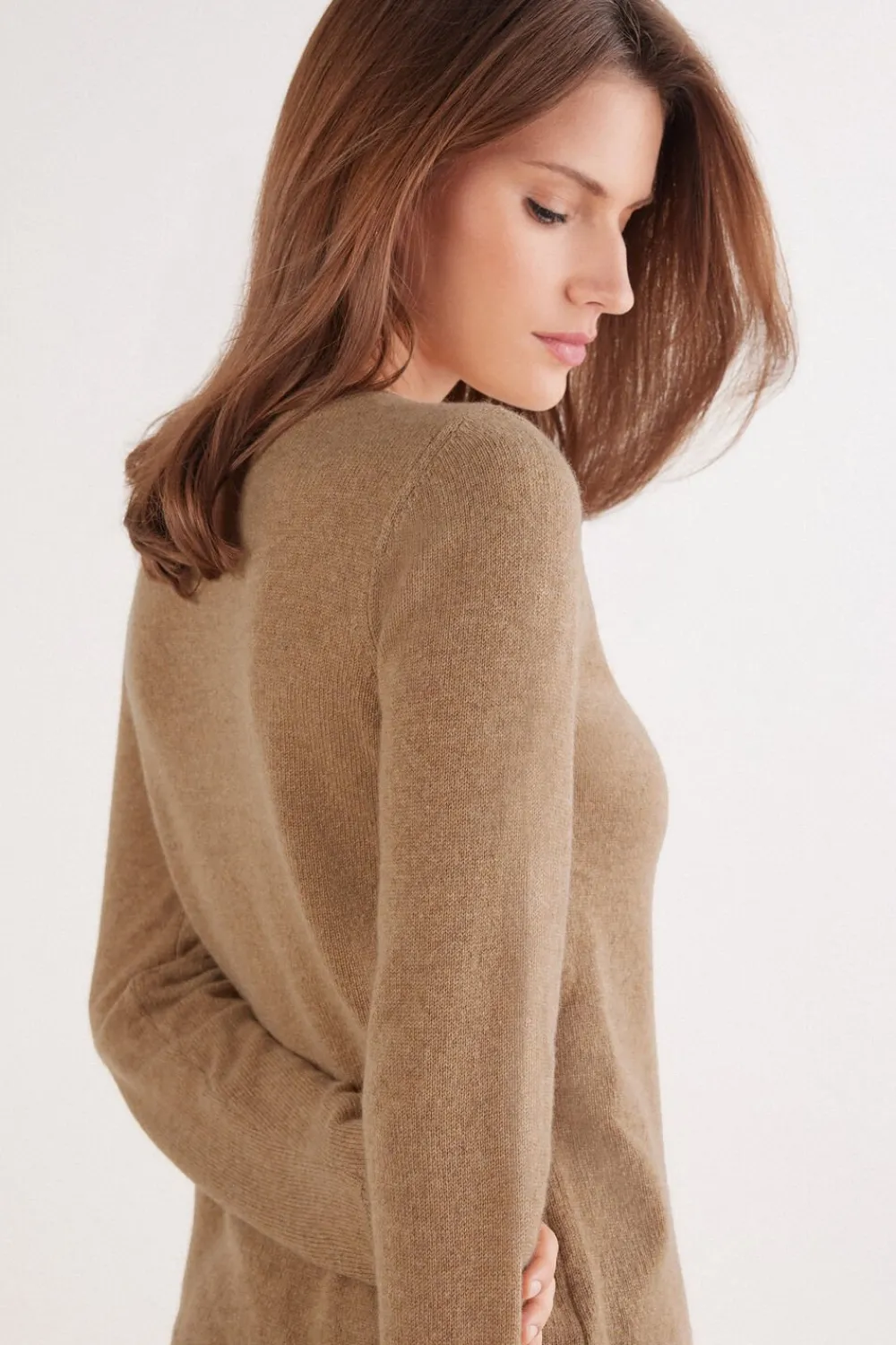 Bluzki Z Długim Rękawem|Odzież Domowa>Intimissimi Bluzka z Długim Rękawem 100% Kaszmir naturalny - 982j - camel melange